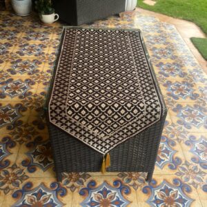 Infinity Velvet Table Runner - Soft Thread Buti Work: Dark Brown