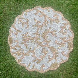 Beadwork Infinity Design Table Mats - White & Gold