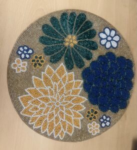 Beadwork Table Mats - Flower Multi Coloured