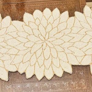 Blossom Beadwork Table Runner - Flowers: Elegant White
