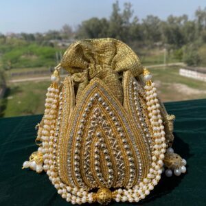 Golden Lotus Potli Bag
