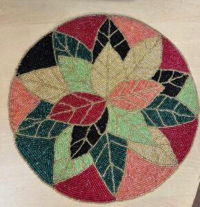 Beadwork Table Mats - Leaves Multi Coloured