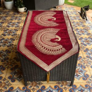 Infinity Velvet Table Runner - Peacock Red