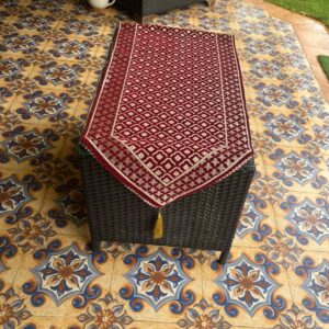 Infinity Velvet Table Runner - Soft Thread Buti Work: Red