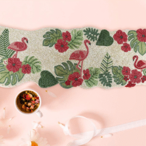 Blossom Beadwork Table Runner - Swan and leaves