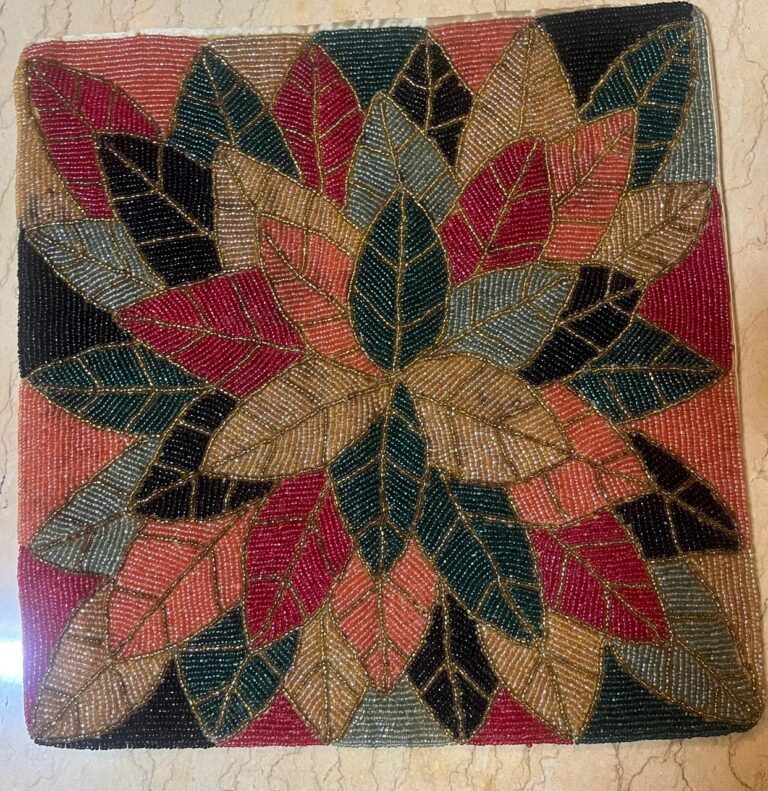 Blossom Beadwork Leaves: Multicolored : Standard Size 16 by 16 inches