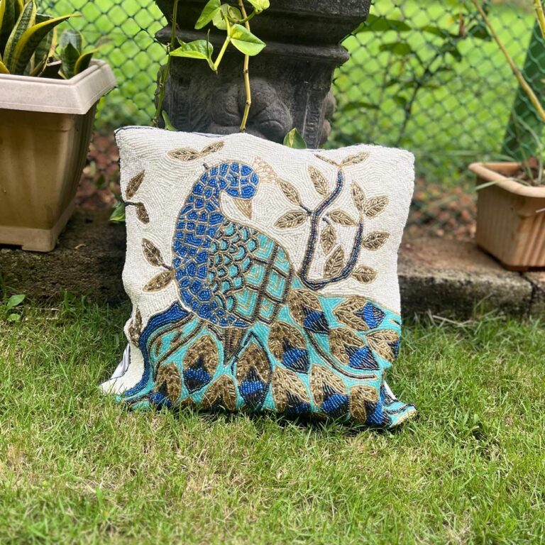 Blossom Beadwork Leaves: Peacock : Standard Size 16 by 16 inches